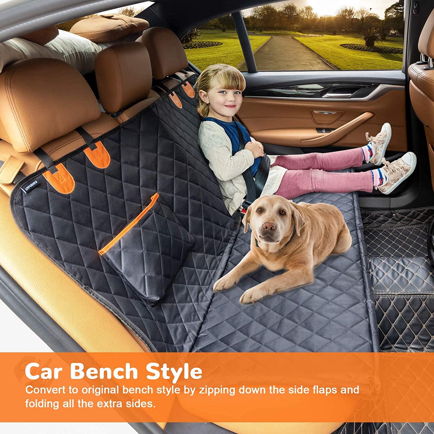 Dog Car Seat Cover for Pets 100% Waterproof Seat Cover Hammock 600D Heavy Duty Scratch Proof Nonslip Durable Soft Back Seat Covers for Cars Trucks and Suvs