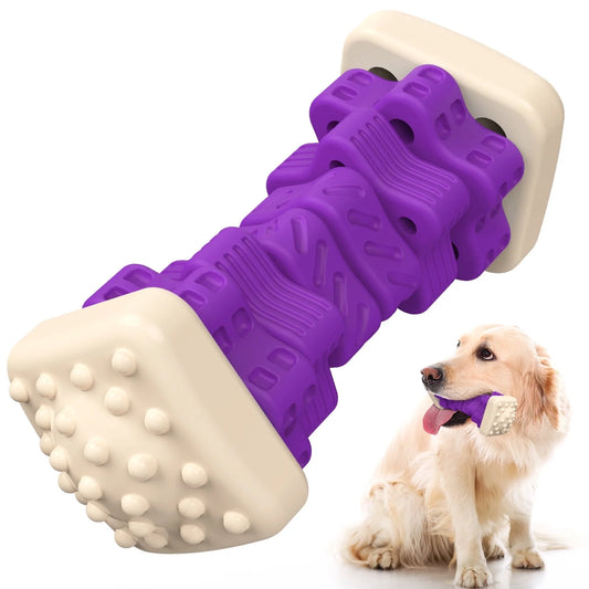 Interactive Dog Chew Toy-Brightly Colored Dog Enrichment Toy for Aggressive Chewers-Purple