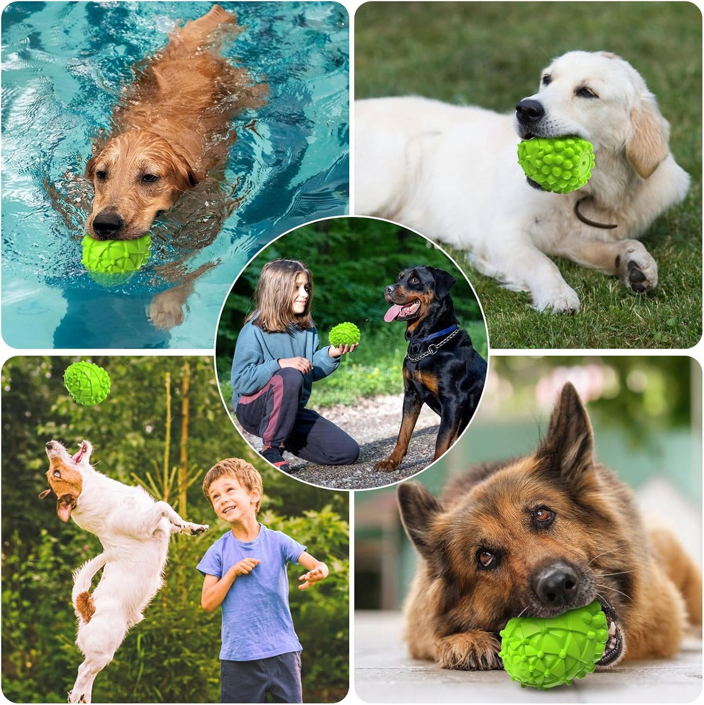 Dog Chew Toys, Rubber Dog Squeaky Chew Toys,Reduces Plaque & Tartar Teeth Cleaning Chew Toys, Tough Tear-Resistant Pinecone Shape Dog Toys for Large Dog