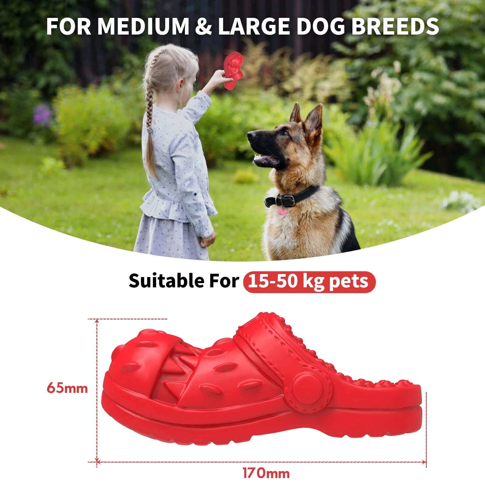 Dog Toys for Aggressive Chewers Large Breed, Slipper Shape Squeaky Dog Chew Toys for Aggressive Chewers Puppies Medium Large Dogs, Red