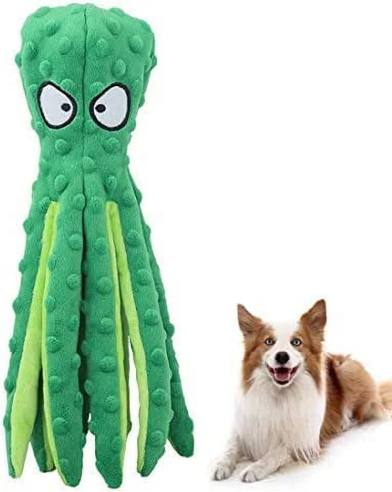 Squeaky Octopus Dog Toys for Large Dogs, No Stuffing Crinkle Paper Plush Dog Toys for Puppy Teething, Durable Interactive Dog Toys for Small Medium Dogs (Green)