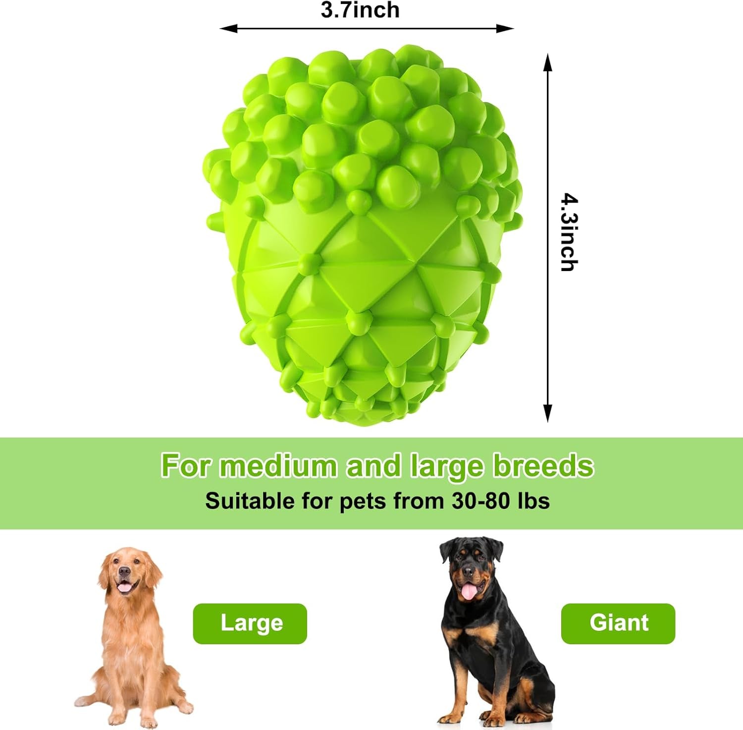 Dog Chew Toys, Rubber Dog Squeaky Chew Toys,Reduces Plaque & Tartar Teeth Cleaning Chew Toys, Tough Tear-Resistant Pinecone Shape Dog Toys for Large Dog