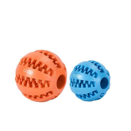 FANGANG Rubber Indestructible Treat Dispensing Chew Ball Hiding Food Puzzle Bite Dog Ball Toy for Pet Tooth Cleaning Durable Dog Chew Toy 1 Pack 2 Balls