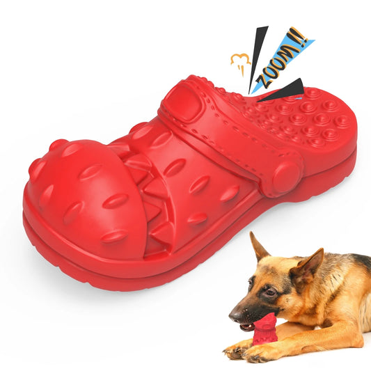 Dog Toys for Aggressive Chewers Large Breed, Slipper Shape Squeaky Dog Chew Toys for Aggressive Chewers Puppies Medium Large Dogs, Red